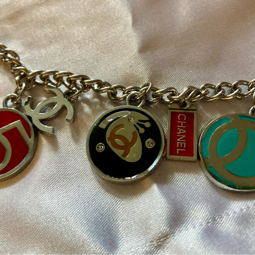 Chanel Silver and Turquoise Charm Necklace - Picture 2 of 6